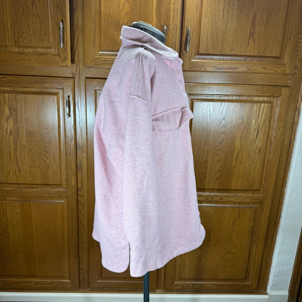 HM Pink Marl Button Up Shacket Shirt Jacket Large Pockets Heathered Soft Layer - Picture 7 of 10